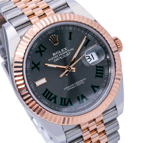 rolex datejust 41 steel and rose gold wimbledon dial|Rolex Datejust 41 oystersteel.